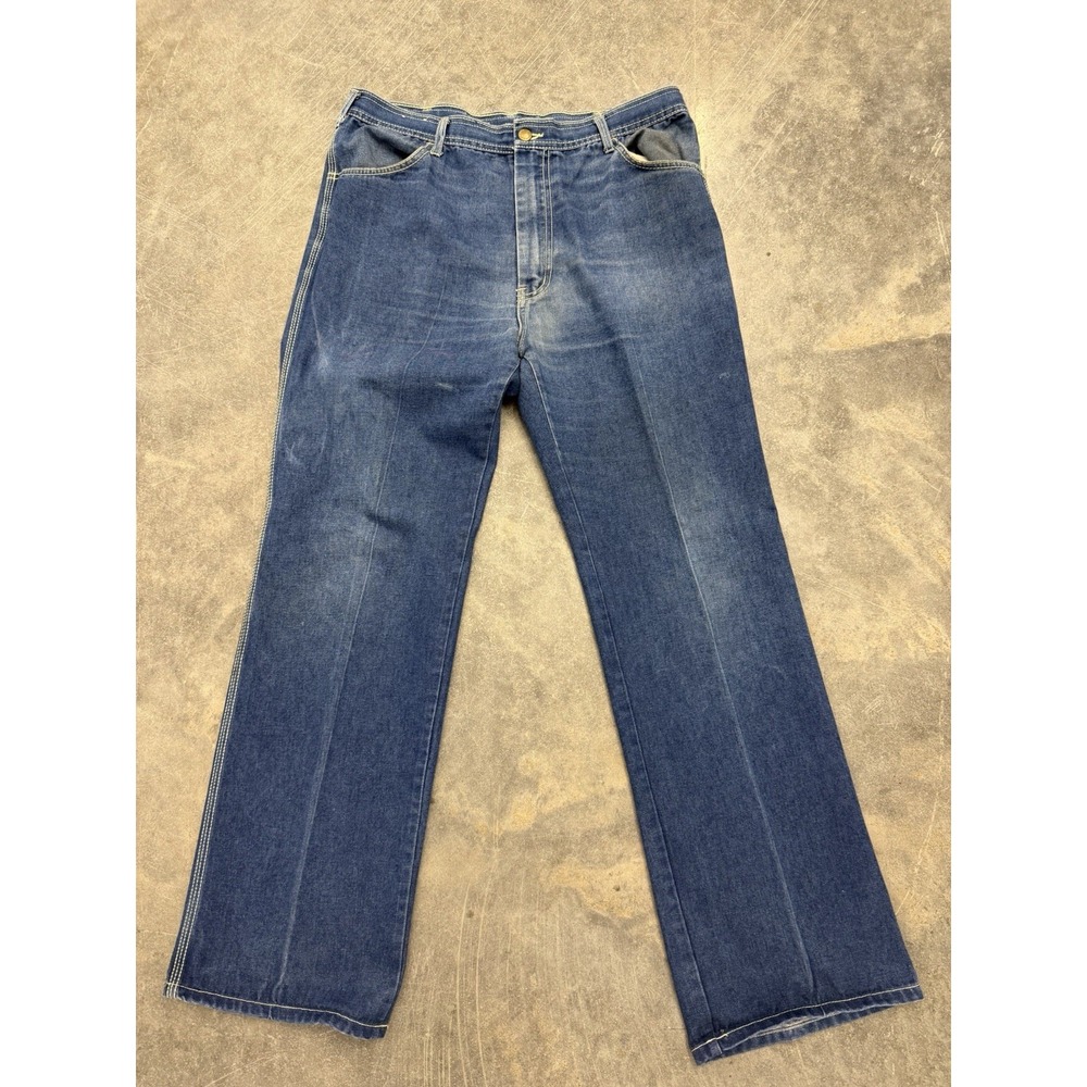 Vintage 70s 80s Wolfman Flare Bell Bottom Jeans 38x32 Dark Wash Retro Disco
